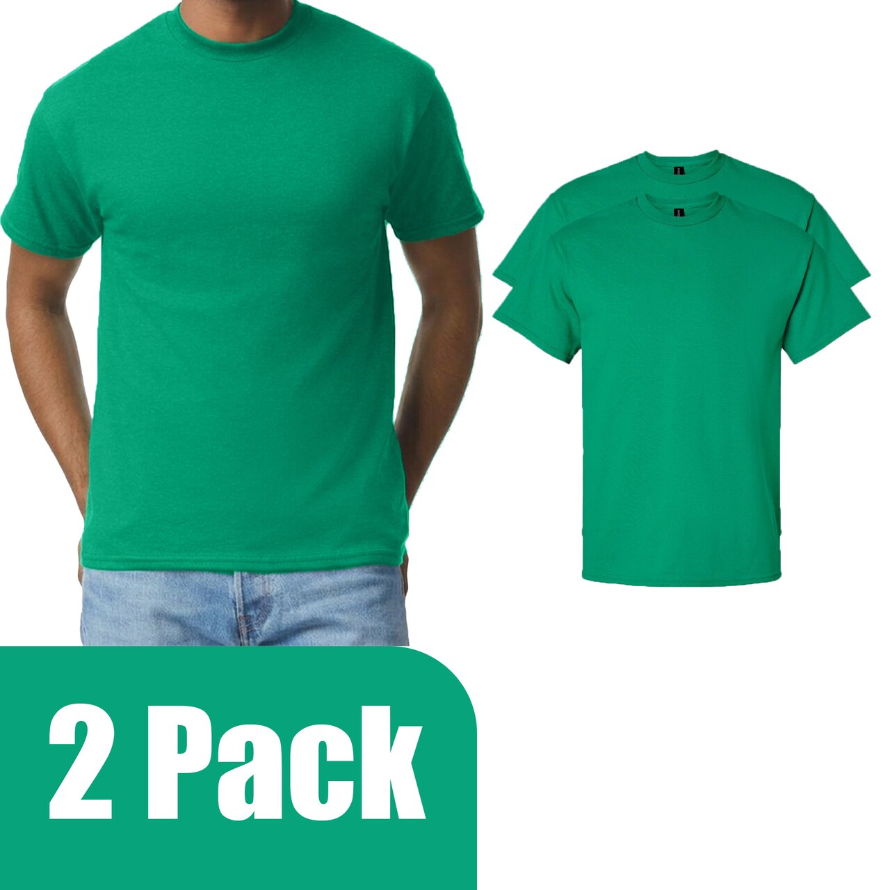 Gildan Men's Ultra Cotton Blank T-Shirt for Vinyl & HTV Projects, Kelly Crewneck Classic Fit Tee S-5XL